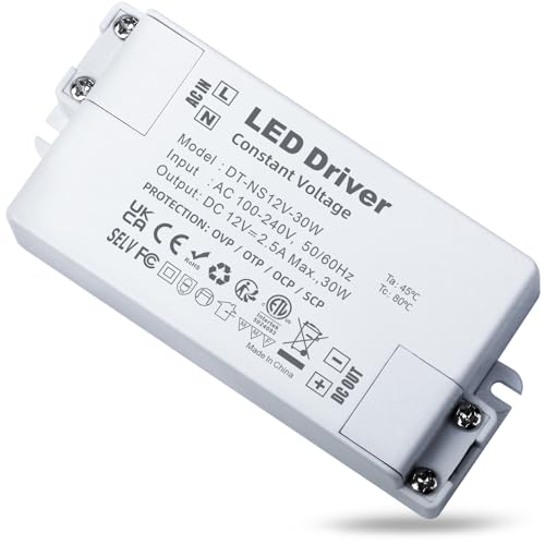 REYLAX Transformateur LED 12V 30W, Transformateur 220V 12V 2.5A, AC