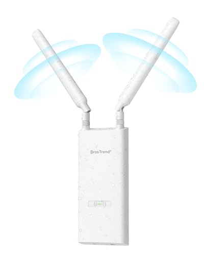 BrosTrend AC1200 Repeteur WiFi Extérieur Longue Portée avec Port POE
