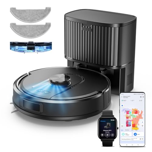 Vexilar Aspirateur Robot 6000Pa, Cleanova W11 Robot Aspirateur Laveur avec