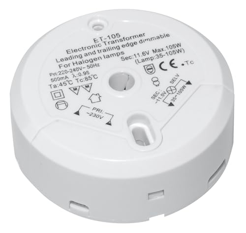 transformateur halogène Transmedia LT5-3L, 230 / 12V / 35-105W, protection