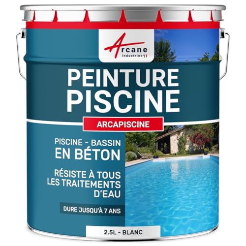Peinture Piscine Bassin Béton ARCAPISCINE Ciment Décoration Imperméable Bleu Blanc