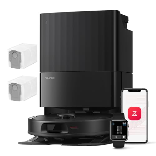 roborock QV 35A Set Aspirateur Robot Laveur, 8000Pa HyperForce, Station