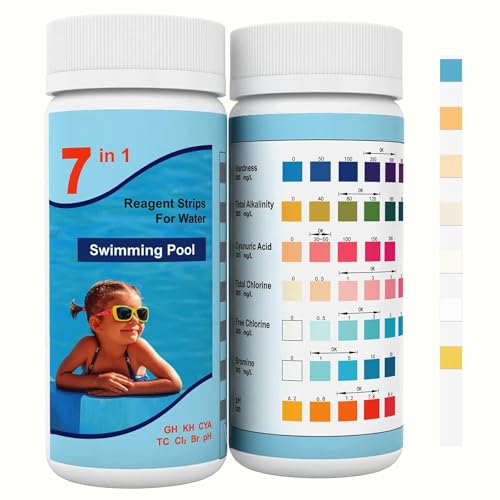 Joyzakzak 7 en 1 Bandelette Piscine, 100 Test Piscine Bandelettes