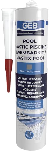 GEB Mastic étanche spécial piscine Gris 290 ml pour coller,