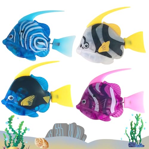 Afenau 4 pièces Poisson Robot Bain,Poisson Jouet Enfant Electronique,Natation Fish