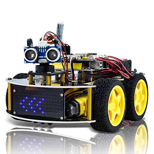 KEYESTUDIO Kit de démarrage de Voiture Robot 4 Roues motrices