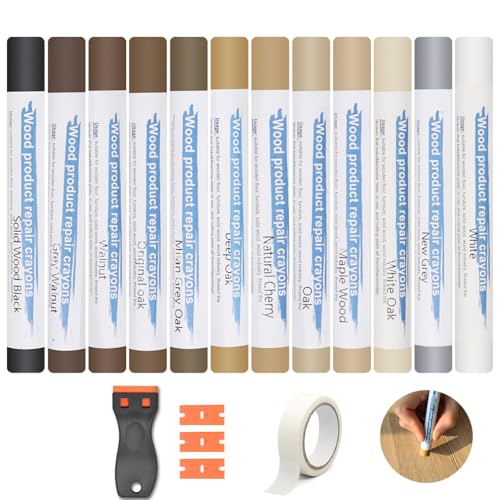 Kit Réparation Parquet 12 Couleurs, Mastic Bois, Pate a Bois