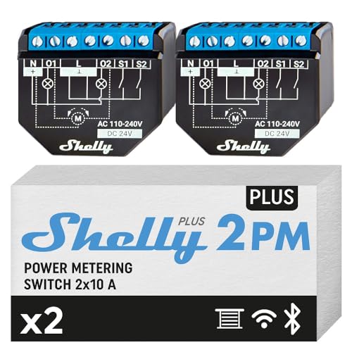 Shelly Plus 2PM - Interrupteur volet roulant connecté, 2 Canaux