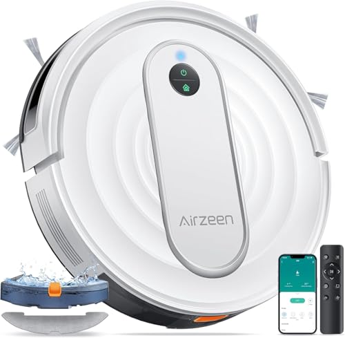 Airzeen Aspirateur Robot,4000PA Robot Aspirateur Laveur avec Nettoyage,Télécommande/Contrôle APP,Ultra Fin