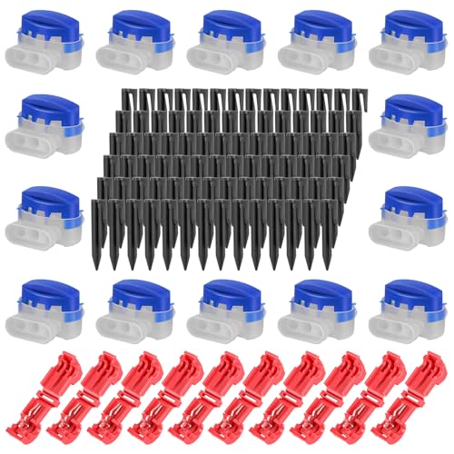 Supamz Lot de 100 piquets + 20 connecteurs de câble